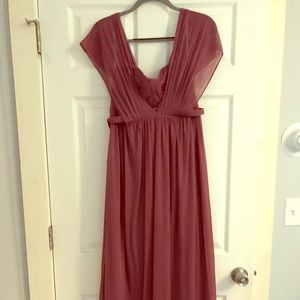 Mauve Empire Waist Bridesmaid Dress